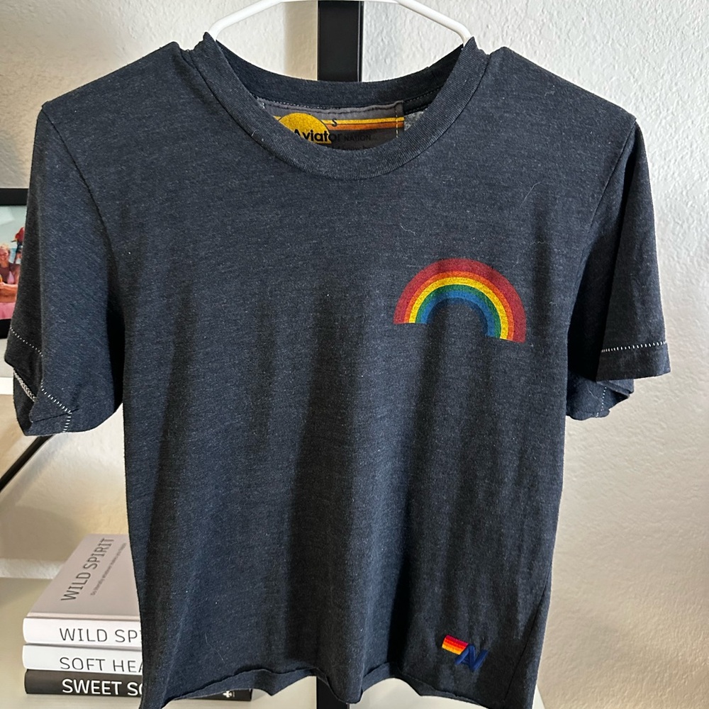 NWT Aviator Nation rainbow tee
